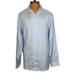 Ralph Lauren Italy Purple Label Silk Button Down Shirt Size XL Blue $350 MSRP